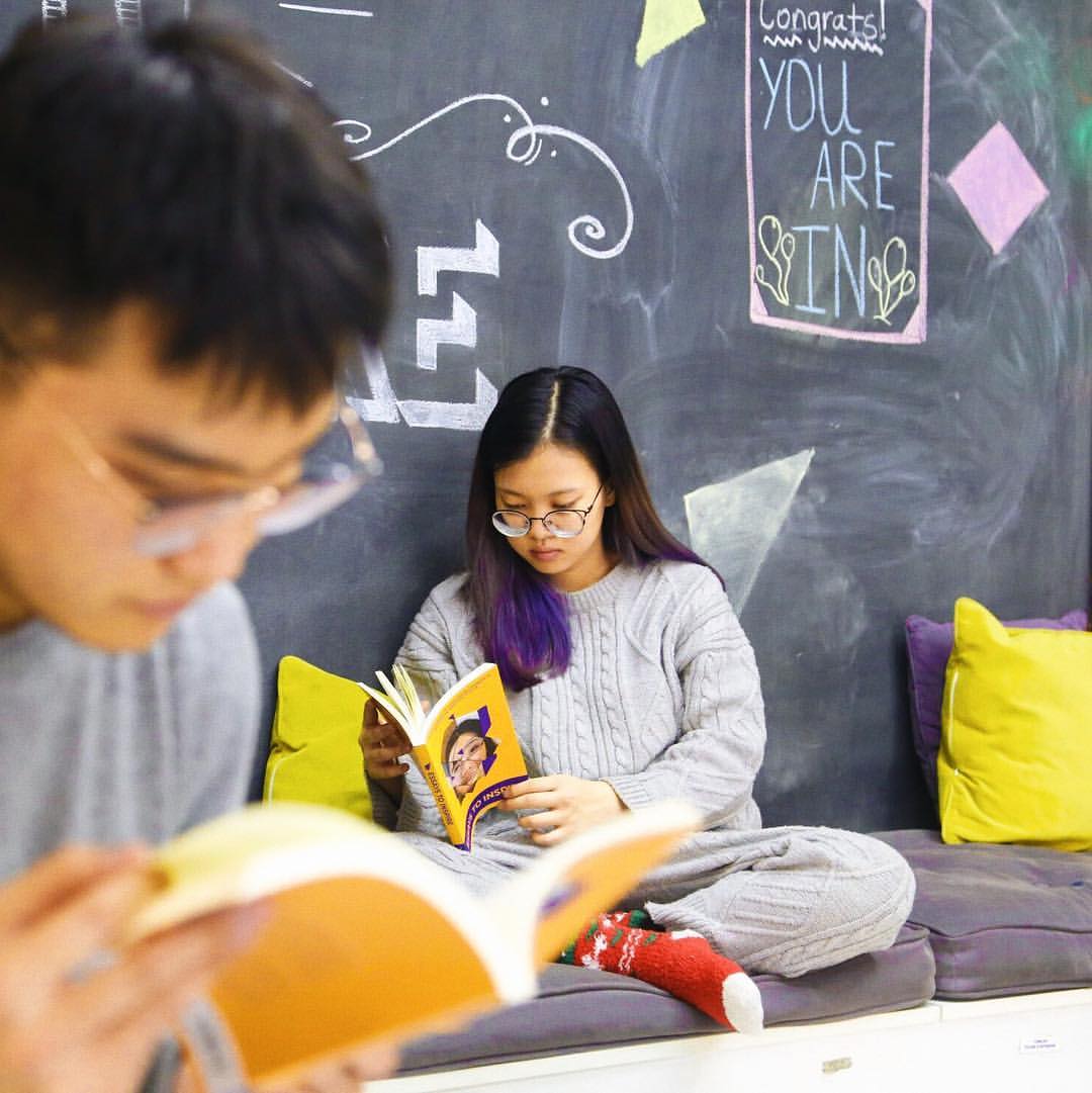Students reading in learning environment